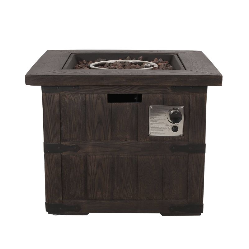 Finethy Outdoor 40000 BTU Light Weight Concrete Square Fire Pit Wood Brown - Christopher Knight Home, 1 of 12