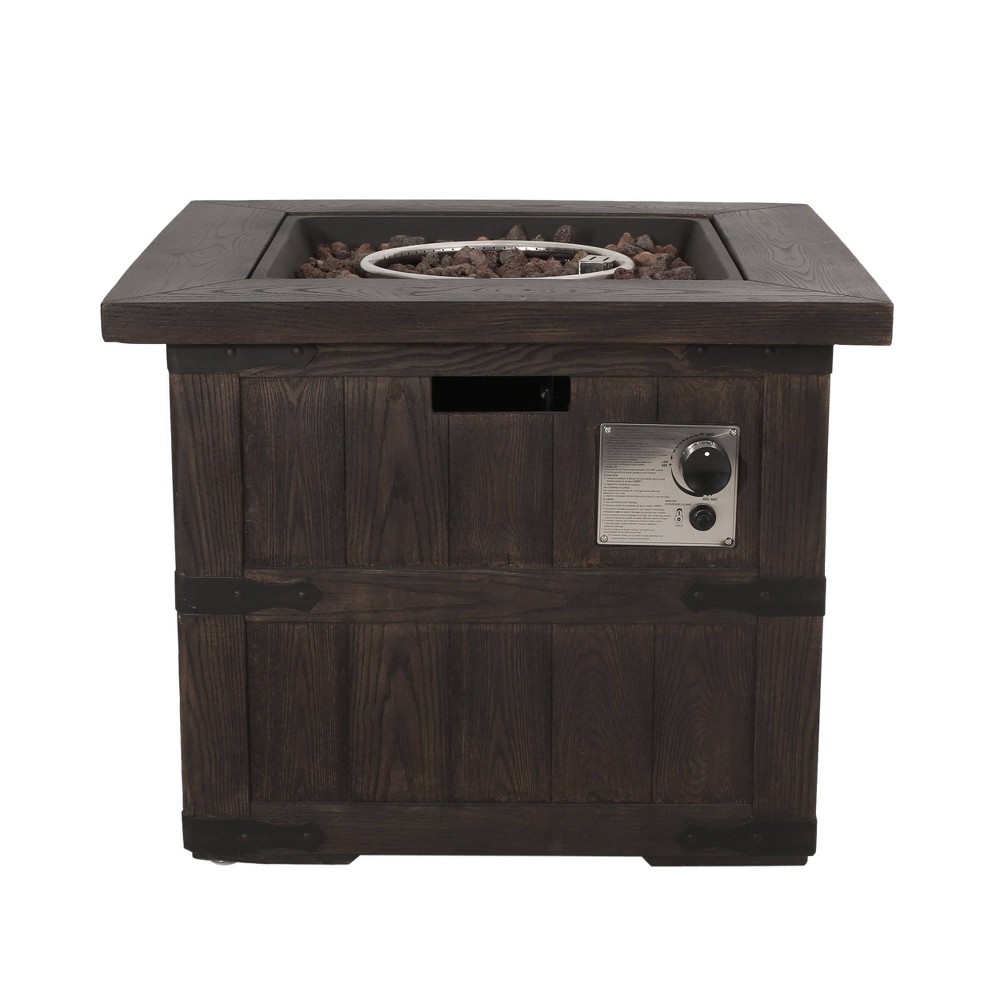 Photos - Electric Fireplace Finethy Outdoor 40000 BTU Light Weight Concrete Square Fire Pit Wood Brown