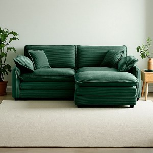 81" Corduroy Modular L-Shaped Sectional Sofa with Ottoman - 1 of 4
