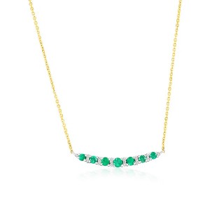 Classic Gold 14K Yellow Gold, Round 0.36ct Emerald, Graduating Diamond Necklace - (28 Stones) - Green - 16+2 Inch - 1 of 2