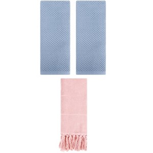 REGALWOVEN 3 Packs Cotton Soft Absorbent Tassels and Waffle Hand Towel - 1 of 4