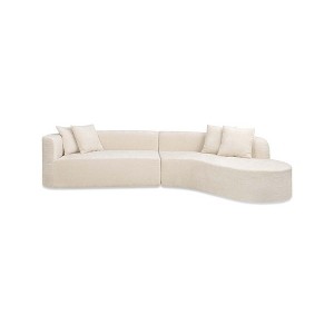 Jennifer Taylor Home Mallory 134.5" Sofa-in-a-Box RAF Curved Sectional Sofa, Porcelain Light Beige Chenille - 1 of 4