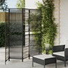 vidaXL Room Divider 4 Panels - Black Poly Rattan Privacy Screen for Garden/Patio/Balcony - Foldable Partition - 2 of 4