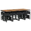 vidaXL Patio Dining Set with Cushions Table and Chairs Outdoor Poly Rattan - Black and Cream Wood 12 Piece - 4 of 4
