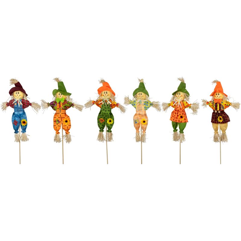Northlight Set of 6 Fall Harvest Scarecrow Picks 24", 4 of 6