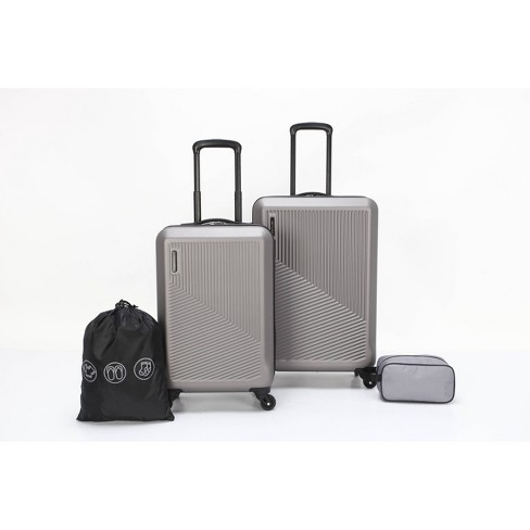 Skyline Hardside Checked 4pc Luggage Set - Brushed Nickel