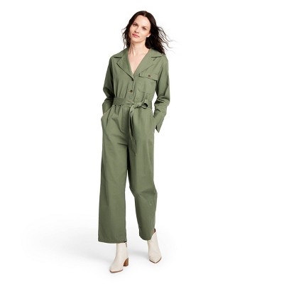 Women's Long Sleeve Tie-Front Jumpsuit - Nili Lotan x Target Olive Green XXS