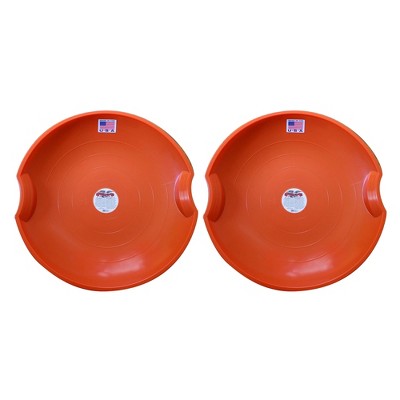 Paricon 626-O Flexible Flyer Round Flying Saucer Disc Racer Polyethylene Snow Sled Toboggan, for Ages 4 and Up, 26 Inch Diameter, Orange (2 Pack)