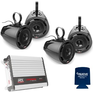 MTX 2 WET65T 6.5" 75W RMS 4Ω Tower Coaxial Speaker Pairs & WET75.2 Thunder Marine 100W x 2 @ 2Ω Amplifier - 1 of 4