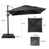 Crestlive Products 11FT Square Cantilever Umbrella Outdoor 360 Degree Rotation Offset Umbrella 6 Heights Adjustable with Base - 3 of 4