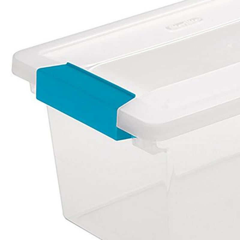 Sterilite Medium Stackable Clear Plastic Storage Tote Container with Clear Latching Lid & Green Clips for Home & Office Organization, 3 of 6
