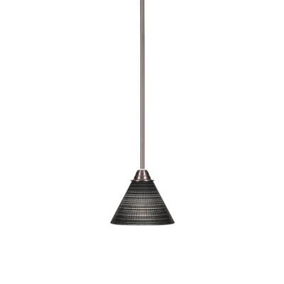 Toltec Lighting Paramount 1 - Light Pendant in  Brushed Nickel with 7" Black Matrix Shade