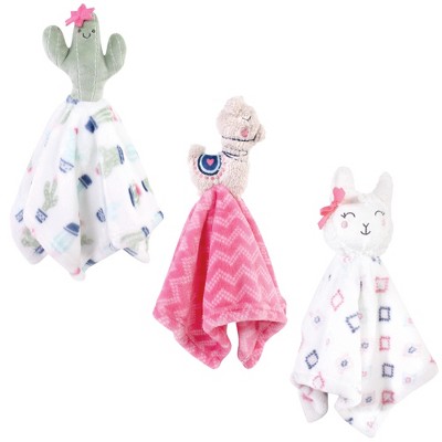 Hudson Baby Infant Girl Animal Face Security Blanket, Llama, One Size