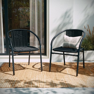Modern Black Powder-Coated Steel Stackable Outdoor Dining Chair