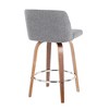Fabric Upholstered Mid-Century Modern Counter Stool with Swivel and Bent Wood Legs with Metal Footrest for Kitchen Island or Home Bar, Set of 2 - 4 of 4