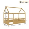 Platform Bed Frame Modern House Roof Design with Fence Guardrails for Kids Bedroom 44.76"W - 3irtyhousy - 4 of 4