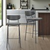 HomeRoots Set of Two 26" Black Faux Leather and Steel Low Back Counter Height Bar Chairs - 2 of 4