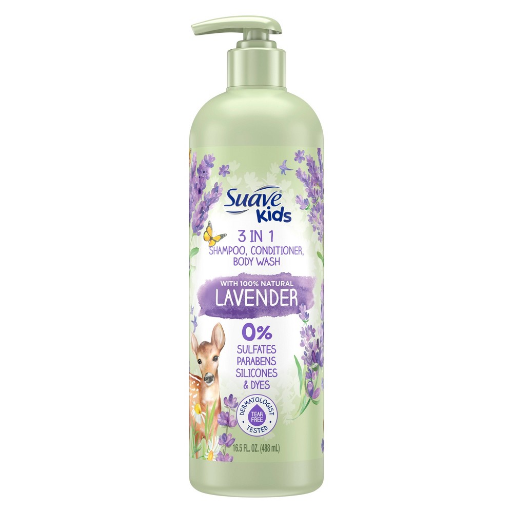 Photos - Hair Product Suave Kids' Natural Lavender 3-in-1 Pump Shampoo + Conditioner + Body Wash