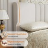 COMHOMA King Bed Frame, Upholstered Platform Bed with Headboard Wingback, Soft Line Fabric, No Box Spring Needed, Ivory White - 3 of 4