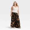 Women's Voluminous Maxi A-Line Skirt - A New Day™ Black/Brown Floral - 3 of 3