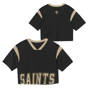 NFL New Orleans Saints Women's Short Sleeve Fashion Crop Jersey - 1 of 3