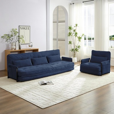 Mjkone Muti-Functional Folding Sofa Bed,Floor Sofa Bed Set,Lazy Sofa with Pillows,6 Position Adjustable Backrest