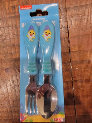 Pink Fong Baby Shark Toddler Forks and Spoon Set - 3 Pieces - Dishwasher  Safe Utensils