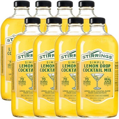 Stirrings Simple Lemon Drop Cocktail Mix 750ml Bottles - Real Juice No Preservatives - 70 Calories - Drink Mixer
