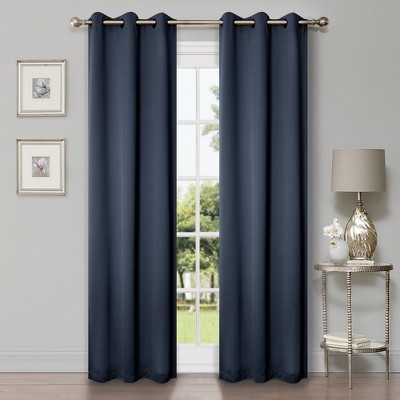 Classic Modern Solid Room Darkening Blackout Curtains, Grommets, Set Of ...