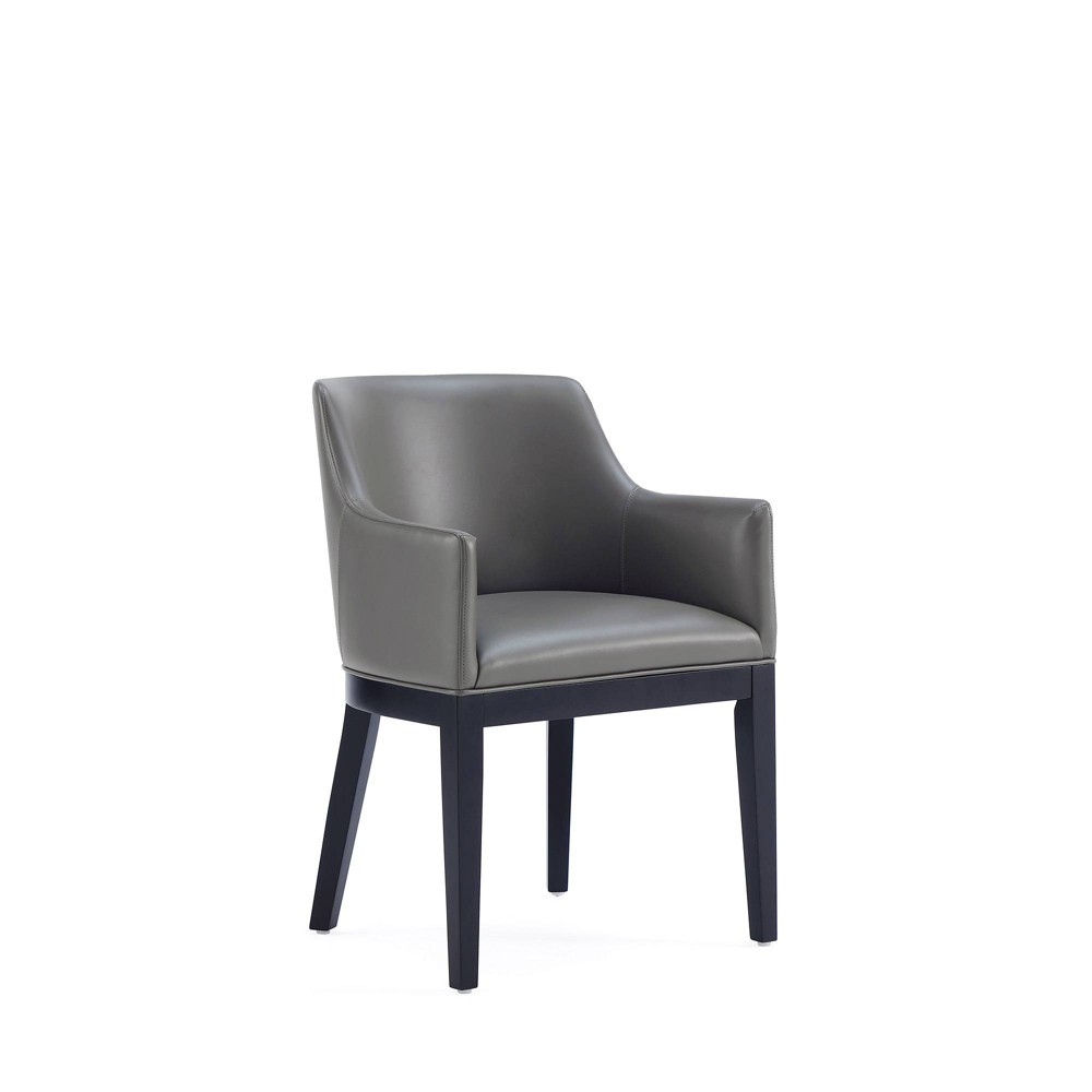 Photos - Dining Table Gansevoort Modern Faux Leather Dining Armchair Pebble Gray - Manhattan Comfort