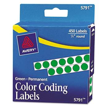 Avery Permanent Self-Adhesive Round Color-Coding Labels 1/4" dia Green 450/Pack 05791