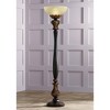 Barnes and Ivy Rita Vintage Rustic Torchiere Floor Lamp 75" Tall Acanthus Leaf Carved Wood Frosted Glass Shade for Living Room Bedroom Office House - 2 of 4