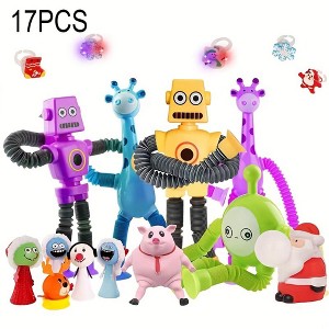 17 PCS Suction Cup Robot Toy, Telescopic Suction Cup Robotics Toy Toddler Fine Motor Skills and Creative Learning Autism Sensory Toys for Kids Age 3-6 - 1 of 4