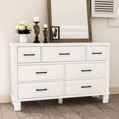 Dresser for Bedroom, 7 Drawers Modern Wood Dresser, 51" Wide Chest of Drawers Closet
