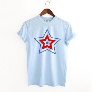 Simply Sage Market Women's Patriotic Three Star Short Sleeve Garment Dyed Tee - 1 of 4