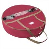 Wreath Storage Container - Canvas Bag with Clear Window and Handles Holds 48-Inch Artificial Wreath with Compartment for Ornaments by Elf Stor (Red) - 2 of 4