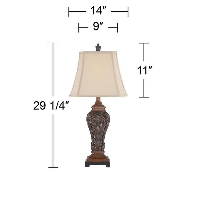 Barnes and Ivy Traditional Leafwork Table Lamps 29 1/4" Tall Set of 2 Bronze Vase Light Tan Cut Corner Rectangular Shade for Bedroom Living Room Home, 4 of 10