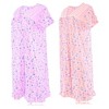 JEFFRICO Womens 2 Pack Nightgowns Short Sleeve Sleepwear Soft Pajama Dress Nightshirts - 3 of 4