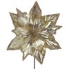 Northlight 24" Metallic Champagne Gold Glittered Poinsettia Christmas Stem Spray - 3 of 4