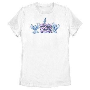 Womens Lilo & Stitch Ohana Alien Couple T Shirt - 1 of 4