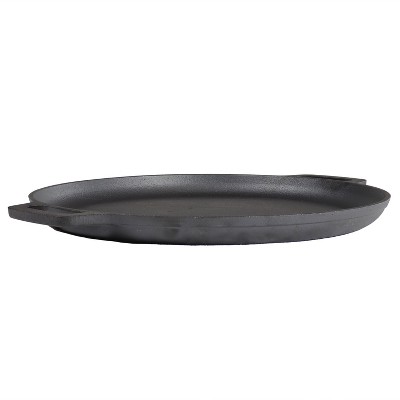 Sunnydaze 13.75-Inch Black Cast Iron Pizza Pan with Handles