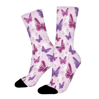 Various Flying Butterflies Women Printed Crew Socks Funny Funky Socks Soft Polyester Novelty Gifts for Artists Men