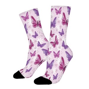 Various Flying Butterflies Women Printed Crew Socks Funny Funky Socks Soft Polyester Novelty Gifts for Artists Men - 1 of 1