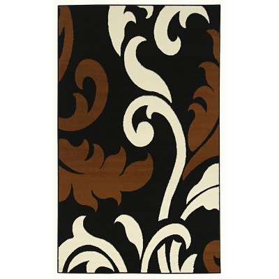 6'6"x9'6" Capri Vine Rug Black/Ivory/Brown - Linon