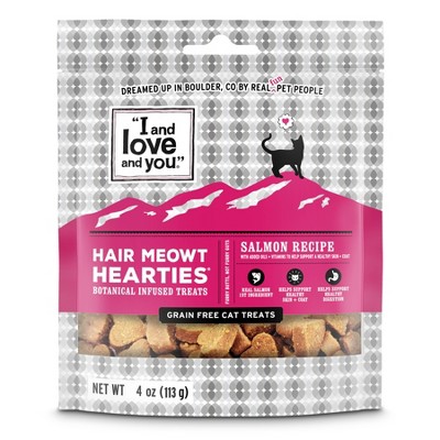 I and Love and You Hair Meowt Hearties Grain Free Salmon Recipe Cat Treats - 4oz