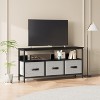 55” Black TV Stand with Grey Drawers, Dresser-Style Entertainment Center for Living Room & Bedroom Storage - 2 of 4