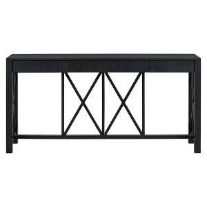 Luxystar 60'' Console Table with 4 Spacious Drawers, Open Bottom Storage for Living Room and Hallway, Black - 1 of 4