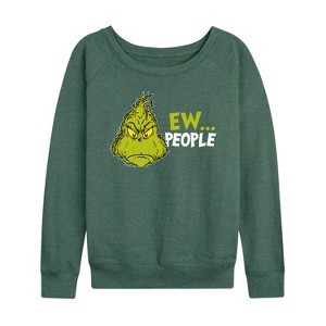 Women's - Dr. Seuss -  Lightweight French Terry Wide Neck Long Sleeve Shirt - 1 of 4