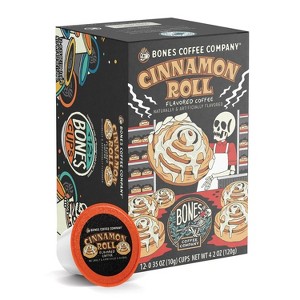 Bones Coffee Company Cinnamon Roll 12 ct Single-Serve Bones Cups Coffee Pods Compatible with Keurig Coffee Maker - 1 of 4