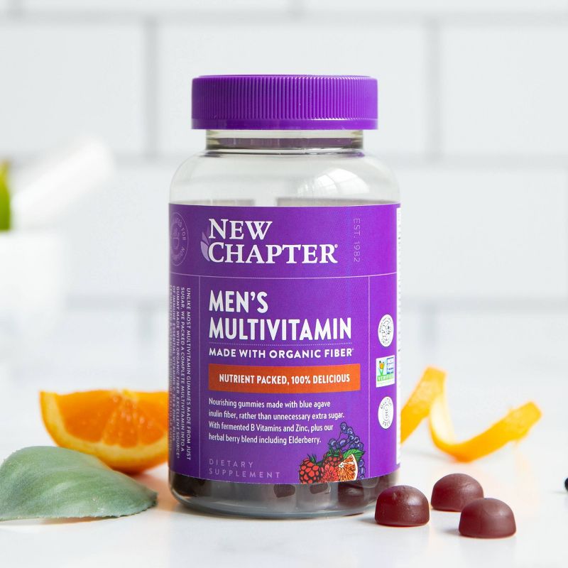 New Chapter Men&#39;s Non-GMO and Gluten Free Multivitamin Gummies - Berry Citrus - 75ct, 3 of 10